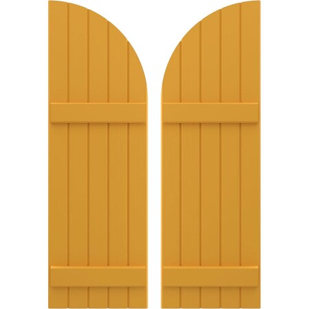 Ekena Millwork Americraft 5-Board (2 Batten) Wood Joined Board-n-Batten Shutters w/ Arch Top, ARW101BQ518X73TUH, PR ARW101BQ518X73TUH